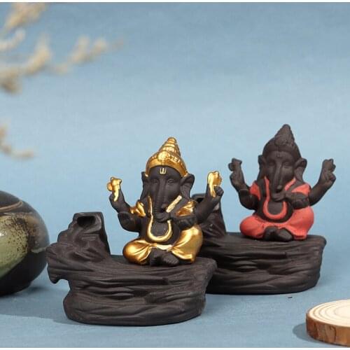 1Pc Ganesha Backflow Incense Burner Elephant God Ceramic Cone Censer Home Decor