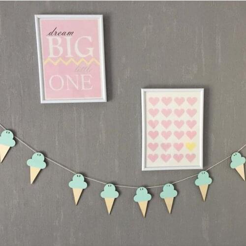 10Pc/lot Nordic Swan/Ice Cream Wall Hanging Decorations Banner Wood Chips Clouds DIY Pull Flowers Kids Room Tent Decoration Gift