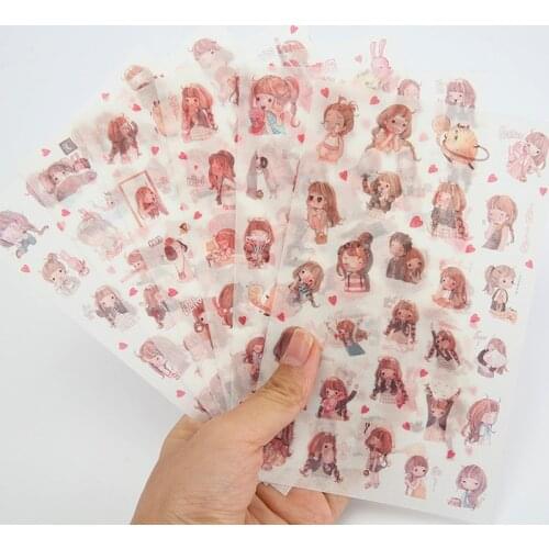 6 pcs/lot DIY Kawaii I'm A Girl Sticker PVC Cartoon Stickers Diary Sticker Scrapbooking For Decoration Photo Album Diary