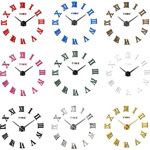 9 Color DIY Decorative Wall Clock Acrylic Mirror Sticker Quartz Silent Clock Modern Home Design Bedroom Living Room Decoration