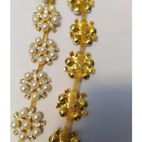 Free Shipping 1 yard Gold Base AAA Grade Crystal Rhinestone Trim For Wedding Gown Bridal Applique Rhinestone Chain LSRT888