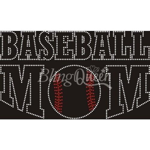 BlingQueen 25PCS/LOT Korean Iron On Rhinestone Motifs Baseball Mom Design