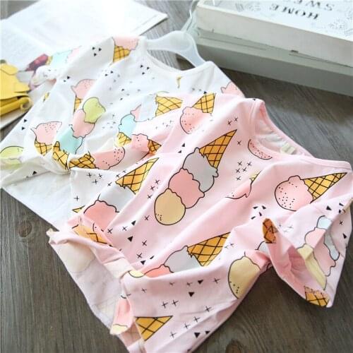 Baby Tops Children T Shirt Girls Summer T Shirts Short Sleeve Tees 2018 Cartoon Ice Cream Printed Toddler Tees Pullover Clothing