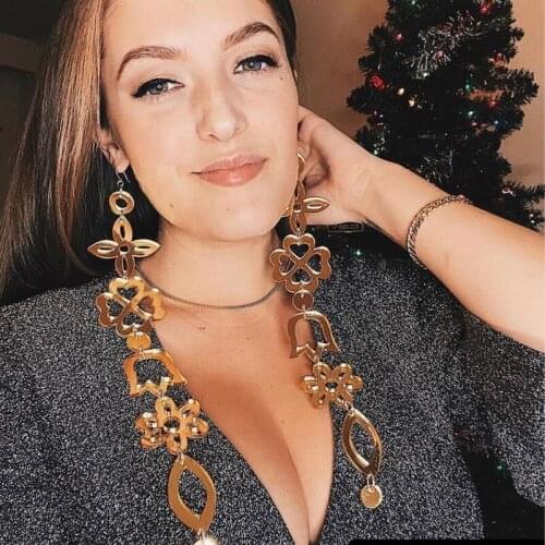 Statement crylic Lucky Grass Charms Pendants Four-leaved Clover Long Dangle Pendants Earrings