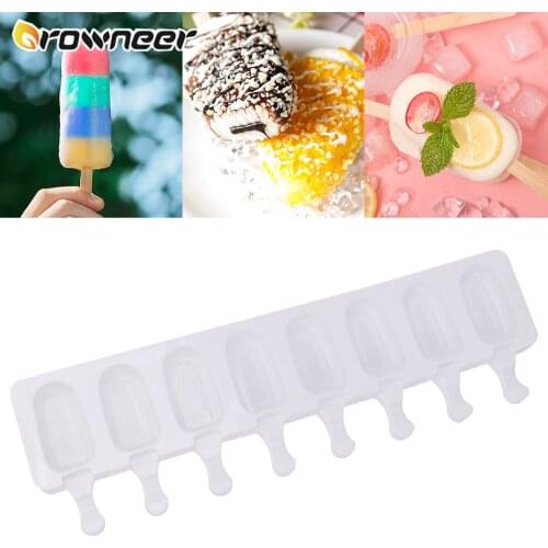 4/8 Cell Popsicle Mold Silicone White Ice Pop Maker Big Size Homemade Ice Cream Mold Fruit Juice Sticks Refrigerator Freezer
