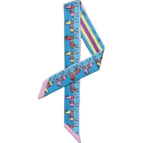 High-end classic pony scarf women tie wrap bag handle silk scarf small ribbon decoration scarf bag belt lady scarf female JK05