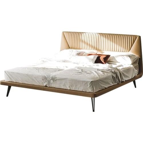 Italian light luxury 1.8 m leather bed Nordic minimalist modern double bedroom bed designer ins soft-pack net red bed