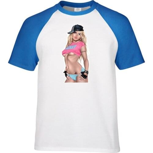 Summer beach sexy girl funny colorful Hot girl Print mens fashion interesting T-shirt fashion short-sleeved cotton