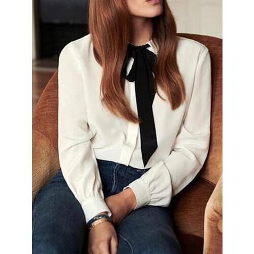 MABVOXZ Black And White Blouses