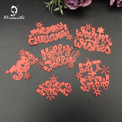 Metal Cutting Dies 6Pc Christmas Sentiment Scrapbooking Paper Craft Handmade Card Album Punch Art Cutter Aliancutle 20102322