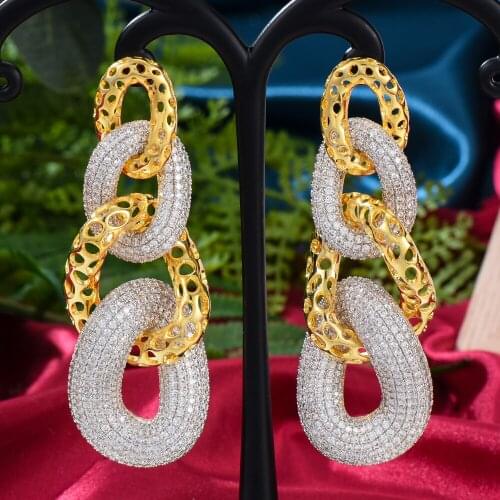 Missvikki Hiphop Cuban Big Links Full Micro CZ Luxury African Jewelry Set For Women Wedding Party Zircon Crystal Indian Neckalce