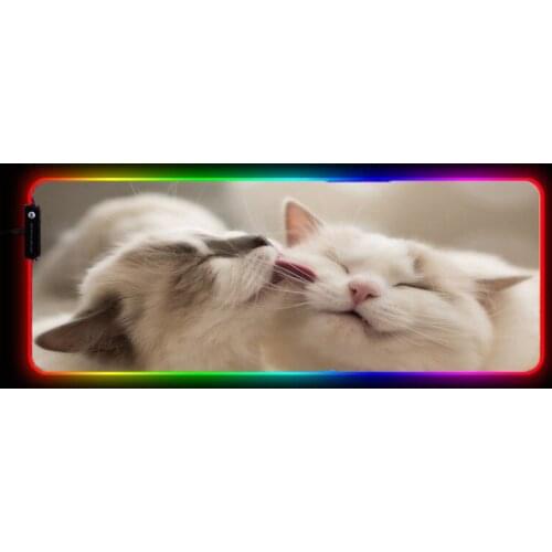 MRGBES Cute Kiss RGB Mouse Pad Big Computer Gaming Mousepad Anti-slip Natural with Locking Edge Gaming Mouse Mat Dropshipping