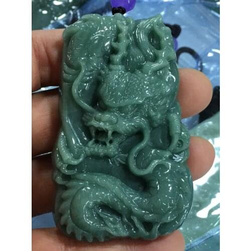 Natural 7A Myanmar jade A Hand-Carved dragon green jade necklace pendants men women jewelry jade necklaces men