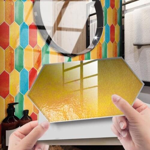 12Pcs Practical Tile Sticker Easy Installation PVC Self-adhesive Strong Stickness Wear-resistant Wall Floor Decal for Daily Use