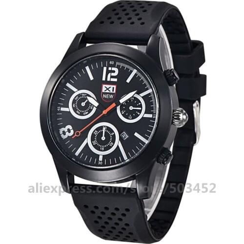 100pcs/lot New XINEW Calendar Watches Men Three Eay Silicone Belt Reloj Hombre Factory Price Watch Cool Fashion Men Wristwatch