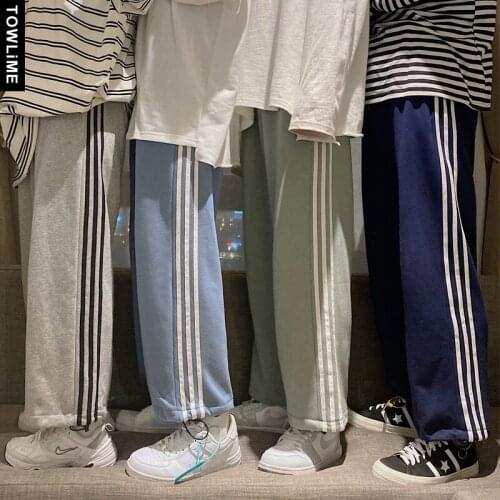 New 2021 Spring Autumn Mens Sweatpants Harajuku Couple Stylish Side Striped Joggers Fashion Women Streetwear Casual Trousers