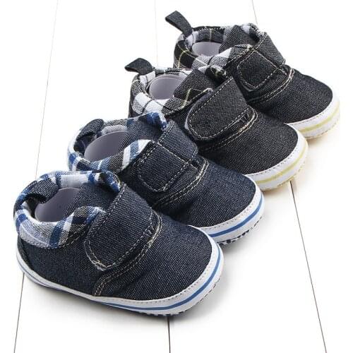 New autumn baby boy shoes plaid high-top velcro baby toddler shoes