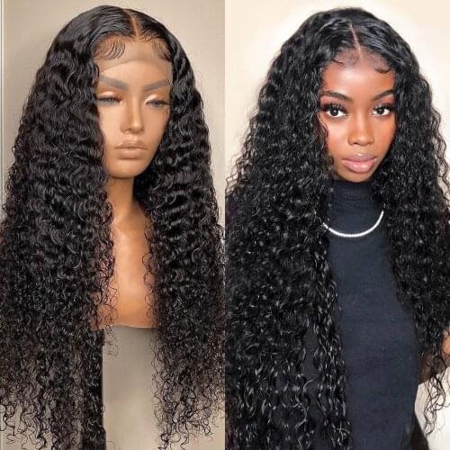 13x4 Lace Frontal Wig Curly Human Hair Wigs Brazilian Deep Wave Wig PrePlucked Wig for Women 4x4 Lace Closure Wig Remy Hair