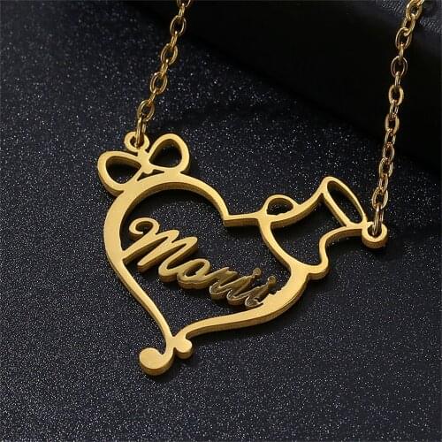 Stainless Steel Gift Custom Name Necklaces for Women Personalized Heart Fashion Love Necklace Nameplate Pendant Jewelry