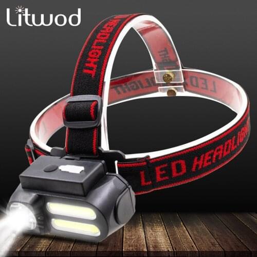 Portable Mini XPE+2* COB LED Headlamp Work Light Waterproof Headlight Use 18650 Battery For Night Lighting Flashlight Head Lamp