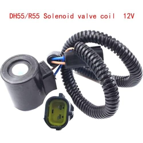 Applicable to Doushan Daewoo DH55 / HYUNDAI R55 pilot safety lock solenoid valve coil small plug 12V