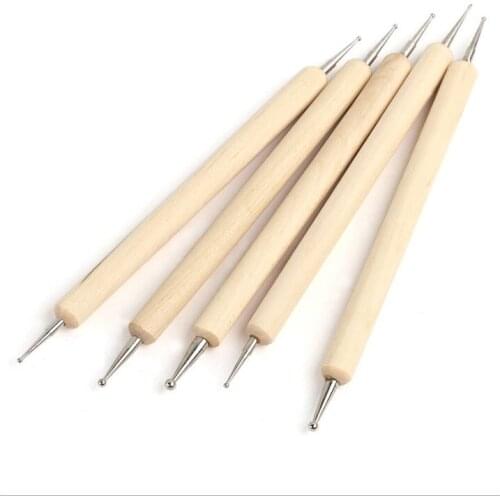 5Pcs/Pack Professional Nail Art Tool 2 Ways UV Gel Painting Nail Art Dotting Pen Salon Decoration Manicure Tools Kit