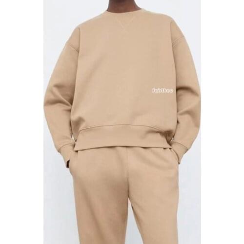 Long-sleeved Round Neck Pullover Plus Velvet Sweatshirt Small Embroidery Casual Loose All-match Solid Color Top