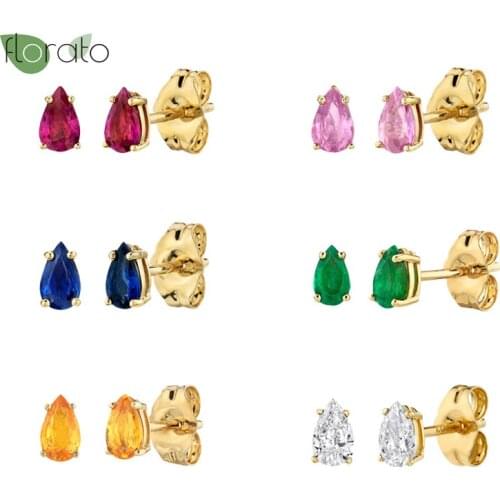 Real 925 Silver Ear Needle Color Crystal Stud Earrings for Women Zircon Oval Earring Korean Girls Jewelry Pendant Boho Bling A40