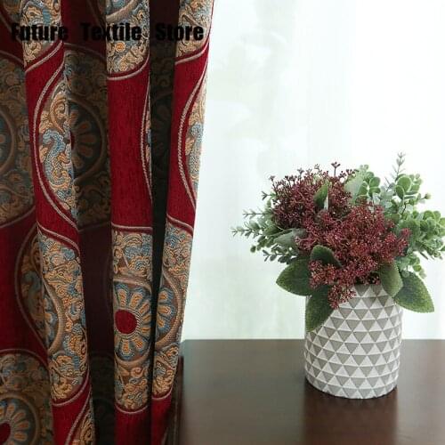 New Chenille Curtain Jacquard Fabric New Chinese Curtain Fabric Semi-blackout Curtain Curtains for Living Dining Room Bedroom