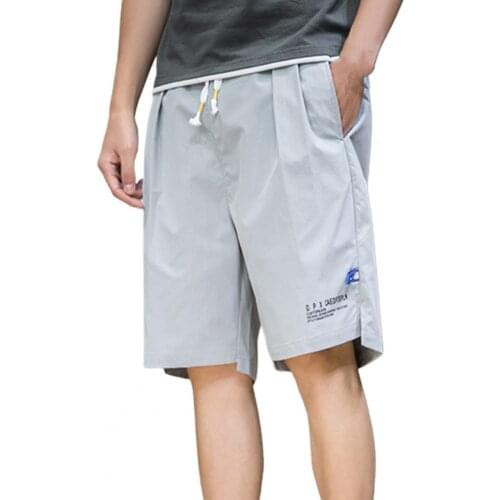 Men Sports Shorts 2021 Mid Waist Knee Length Letter Print Smooth Wide Leg Side Split Fitness Shorts Streetwear