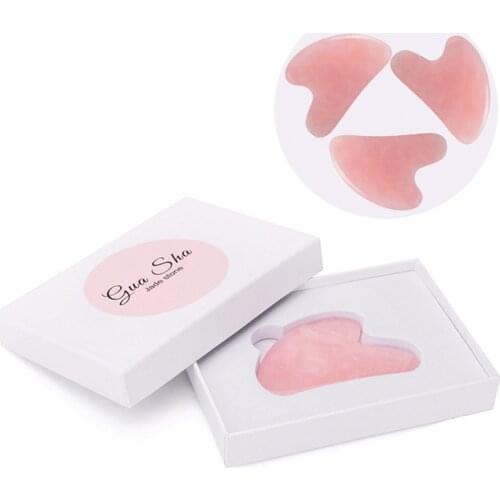 Rose Quartz Gouache Scraper Gua Sha Massage For Face Natural Gouache Stone GuaSha Massage Tools Body Facial Jade Massager Set