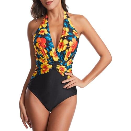 All-in-one Printed One-piece Womens Swimsuit Bikini Sexy Womens Swimsuit Lace-up Surfing Suit 2021 New Beach Swimsuit