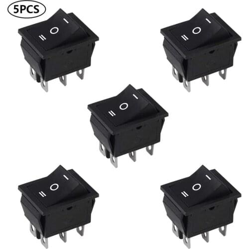 Rocker Boat Switch 5 Pcs DPDT 6 Pins Switch Snap AC 20A/250V 15A/125V 3 Position ON/Off/ON Mini Boat Rocker Switch Toggle