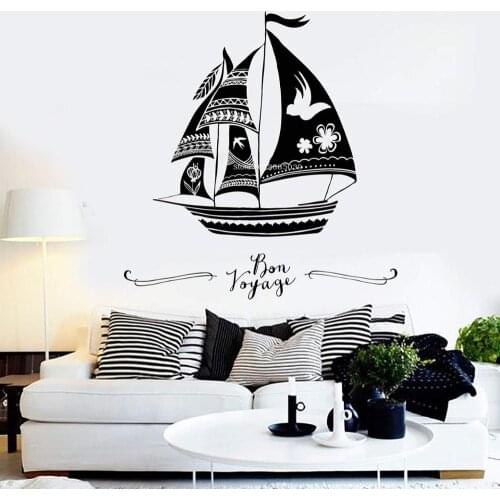 Unique Nation Style Ship Vinyl Wall Decal Sail Boat Sailor Marine Sea Theme Home Wall Decoration Stickers Art Murals New LC1583