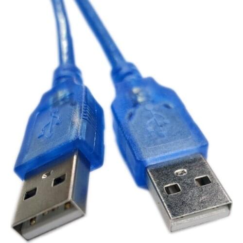 USB2.0 male to male cable AM/AM pure copper transparent blue double shield 03M 0.5M 1.5M 3M 5M
