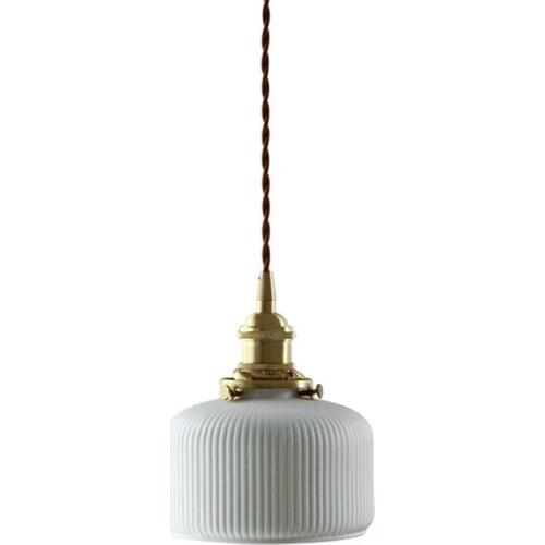 Loft Decor Vintage Pendant Lamp LED Brass Ceramics Hanging Light Dining Room Indoor Lighting Antique Droplight Luminaire
