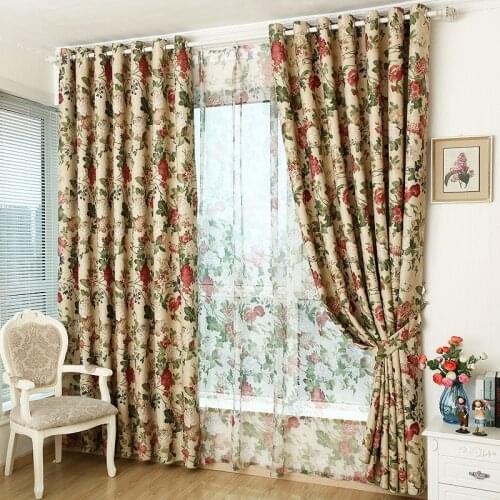 Pastoral Printed Curtains for Living Room Window Kitchen Door Curtains Panel Drapes Ready Made