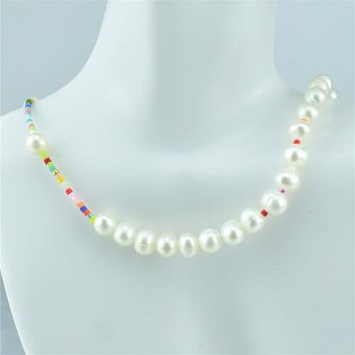 New natural freshwater pearl necklace ladies gold color rope with lobster clasp millet colorful beads wedding party jewelry