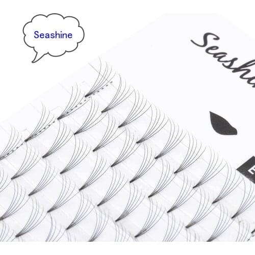 1 Trays Indivial lashes Seashine Long Stem Heat Bonded Natural Long Premade Fans Russia Volume Lashes Eyeslash Extension
