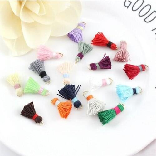10pcs/lot 1.5cm multi small cotton tassels for earrings diy jewelry making accessories mini tassels with gold jump ring