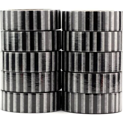 High quality 10pcs/lot Black and White Lines Washi Tapes DIY Decor Scrapbooking Planner Adhesive Masking Tape Kawaii Stationery