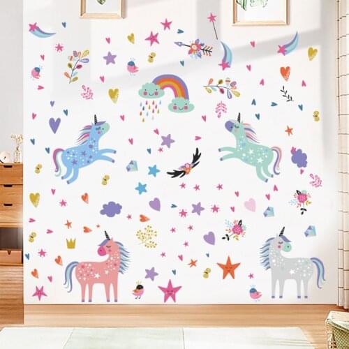 3D Diy Rainbow Unicorn Wall Sticker for Childrens Room Living Room Bedroom Kindergarten Stickers & Vinyl Art Wall Decor