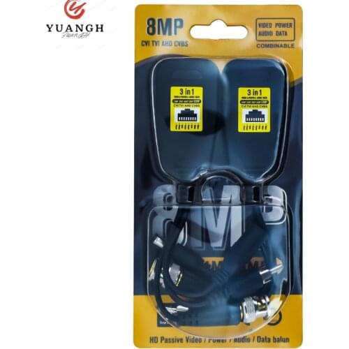5 Pairs 8MP 3 In 1 Plug BNC Male to RJ45 Audio Video Power Video Balun Transceiver For CCTV Camera