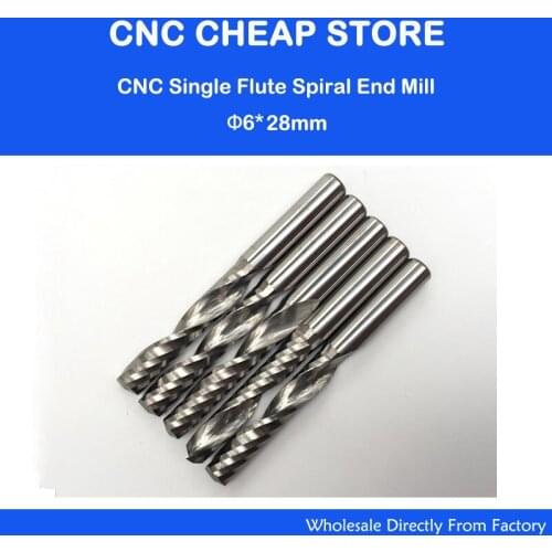 5pcs High Quality cnc bits single flute Spiral Router Carbide End Mill Cutter Tools 6x 28mm OVL 60mm Free Shipping