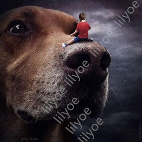 5D Diamond Embroidery pattern Dog Full Square/Round Diamond Painting Boy On A Dog Nose Diamond Mosaic Cross Stitch Decor GH132