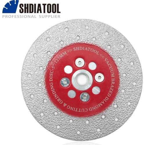 SHDIATOOL 1pc Premium Quality M14 Thread Double Sided Vacuum Brazed Diamond Cutting & Grinding Disc Sawblade Diamond Wheel