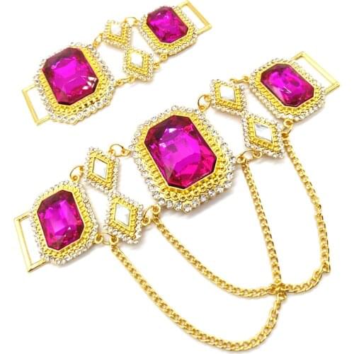Free Shipping! Wholesale Gold Plated Glass Crystal Rhinestone Connector For Bikini