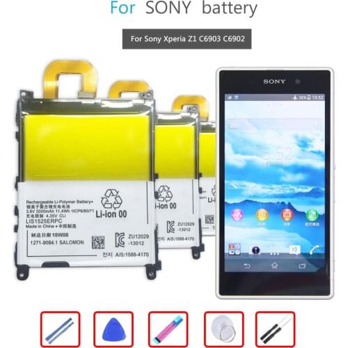 Free Tools 3000mAh LIS1525ERPC Battery for Sony Xperia Z1 L39h L39 h Honami SO-01F C6902 C6903 C6943 +Tracking Number