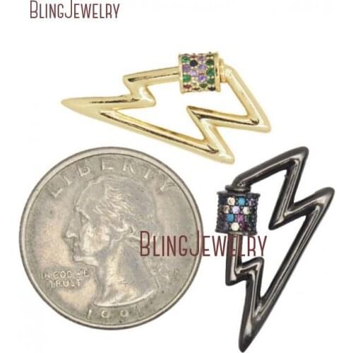 Turquoises CZ Micro Pave Lightening Bolt Screw Clasp Lock Carabiner Pave Lock 29mmx14mm FC32321