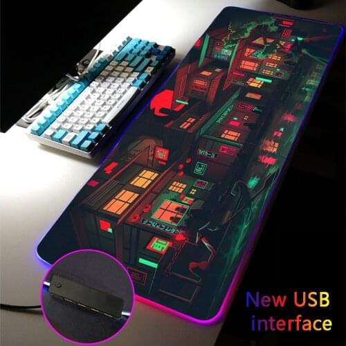 400*900MM Multi-interface Large RGB Gaming Mouse Pad Neon building Typec Interface Docking Mousepad Dock USB HUB Gamer Desk Mat
